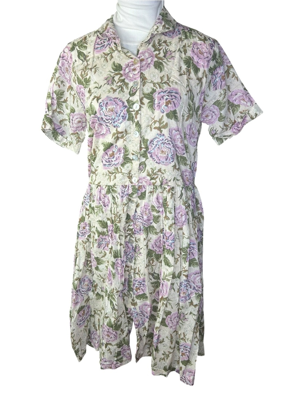 Vermont Country Store Midi Dress Womens Large Floral Muumuu Prairie Cottagecore